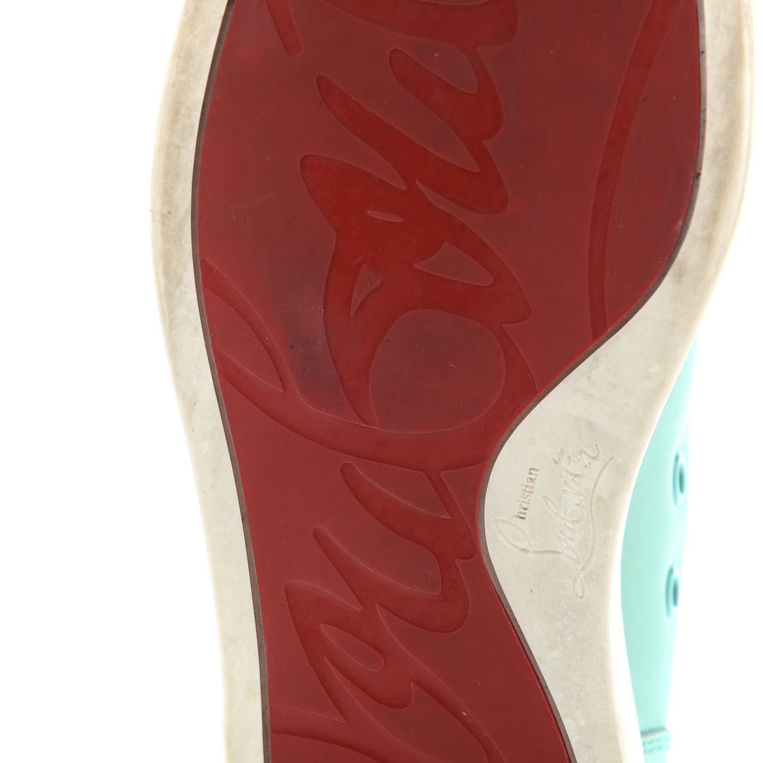 Christian Louboutin Patent Calfskin Lou Spikes Flat Sneakers 36 Aquamar 7 of 11