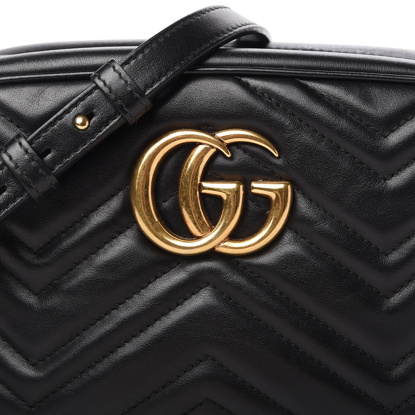 Calfskin Matelasse Small GG Marmont Chain Shoulder Bag Black