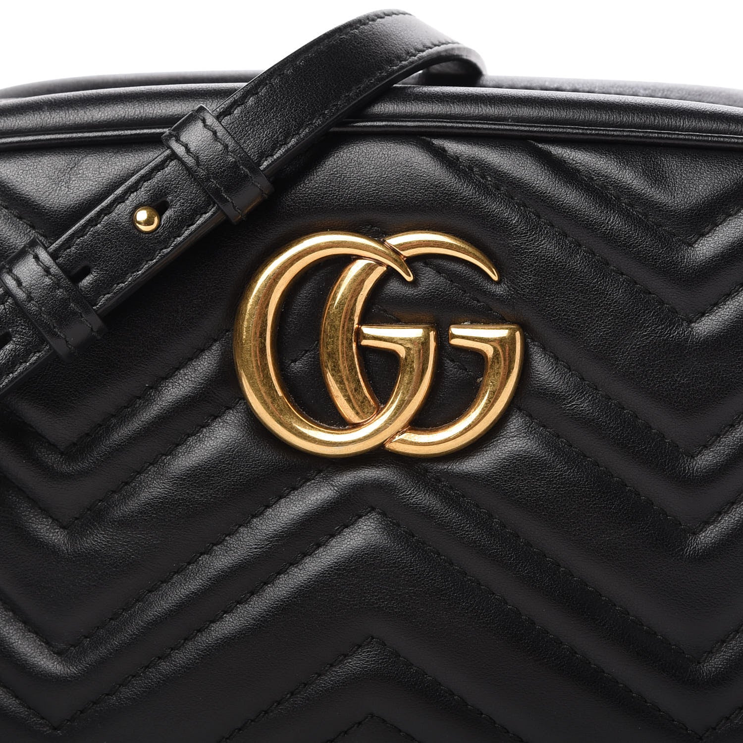 Gucci Calfskin Matelasse Small GG Marmont Chain Shoulder Bag Black 10 of 12