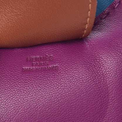Hermes Milo Lambskin Grigri Rodeo Horse Bag Charm GM Anemone Bleu Izmir Fauve 3 of 4
