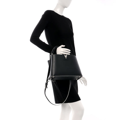 Louis Vuitton Taurillon Capucines PM Black White 3 of 8
