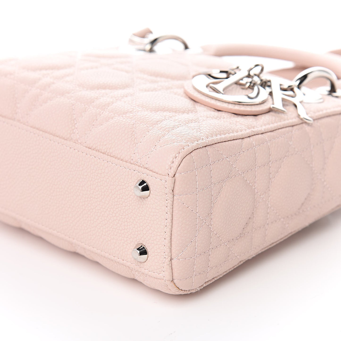Grained Calfskin Cannage Mini Lady Dior Rose Poudre