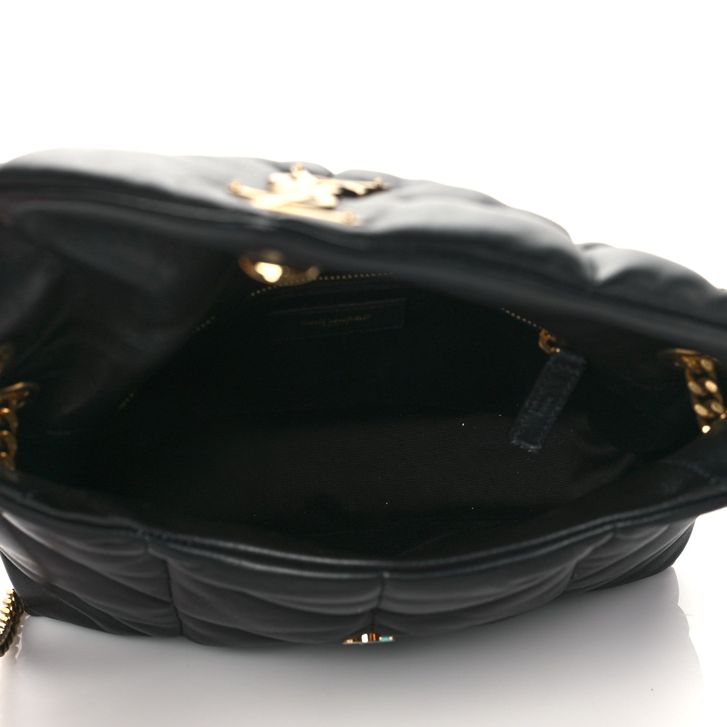 Saint Laurent Lambskin Quilted Small Loulou Puffer Monogram Chain Satchel Black 5 of 10