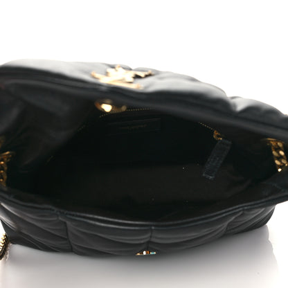 Saint Laurent Lambskin Quilted Small Loulou Puffer Monogram Chain Satchel Black 5 of 10