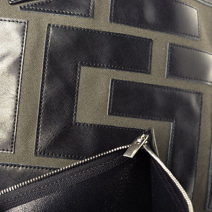 Celine Calfskin Logo Patchwork Cabas Dark Green Black 8 of 8