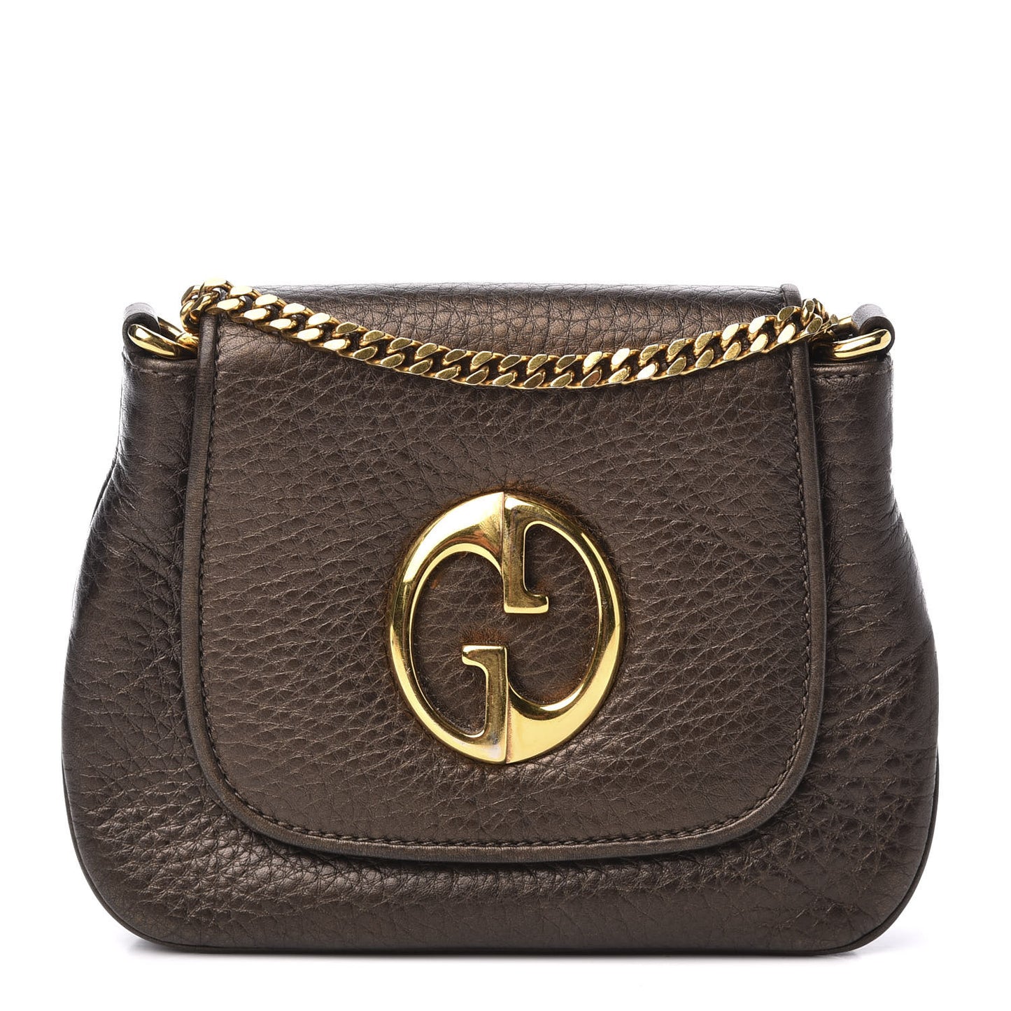 Metallic Pebbled Calfskin Small 1973 Chain Shoulder Bag Winter Leaf