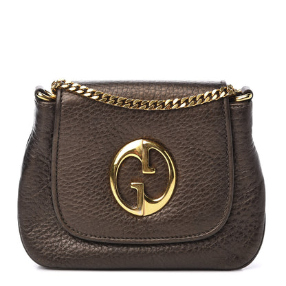 Gucci Metallic Pebbled Calfskin Small 1973 Chain Shoulder Bag Winter Leaf 1 of 9