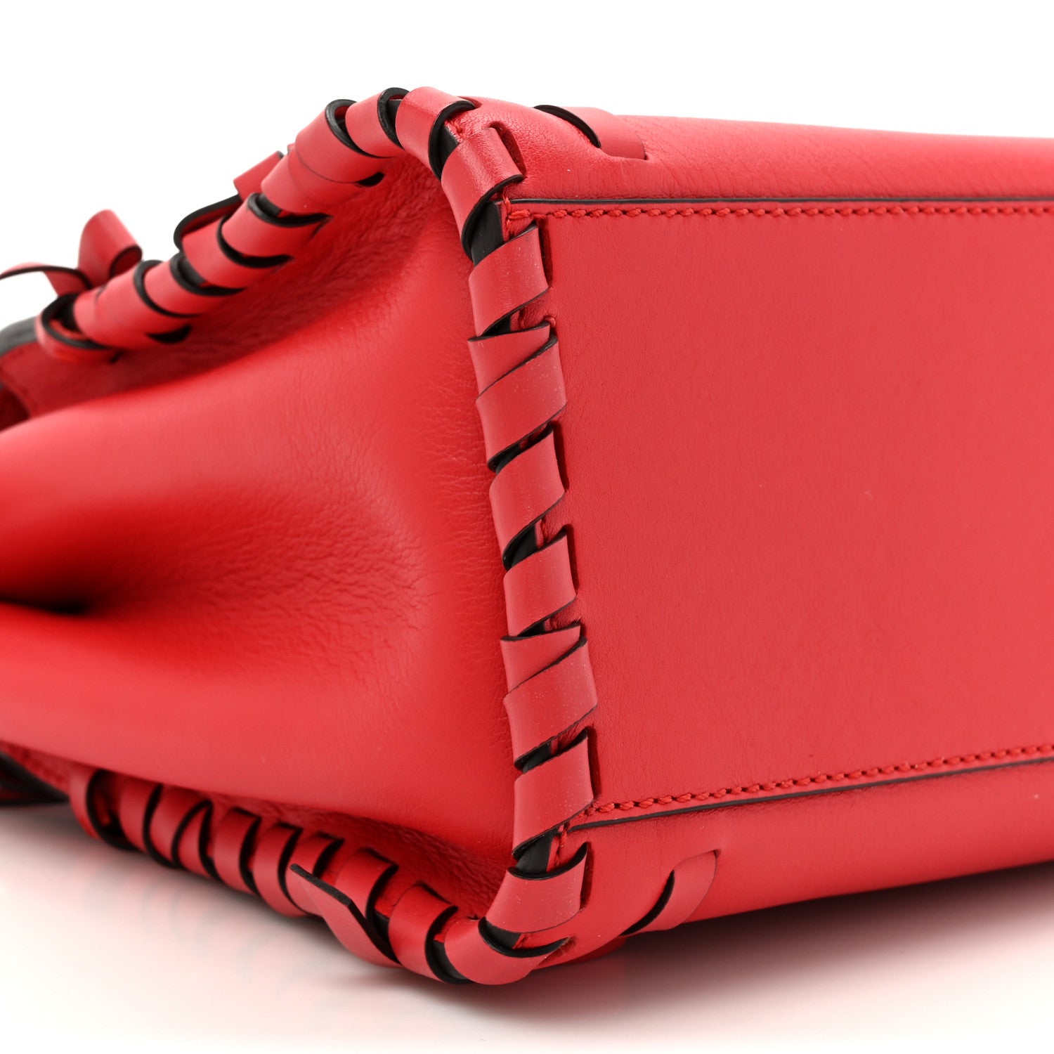 Fendi Vitello Seta Century Nappa Whipstitch Mini Peekaboo Iconic Satchel Fiamma 11 of 11