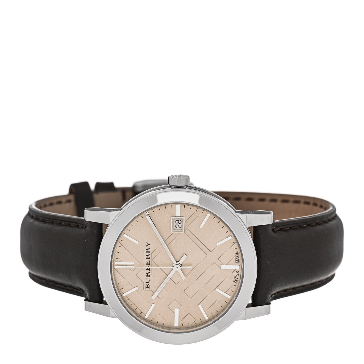 Stainless Steel Calfskin 38mm Heritage Quartz Watch Champagne BU9011