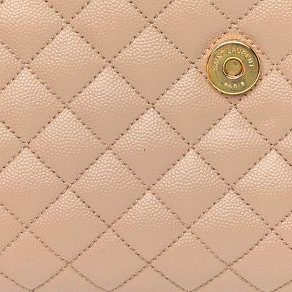 Saint Laurent Grain De Poudre Mixed Matelasse Large Triquilt Monogram Satchel Dark Beige 13 of 25