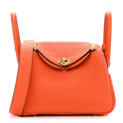 Hermes Taurillon Clemence Mini Lindy 20 Feu 1 of 10