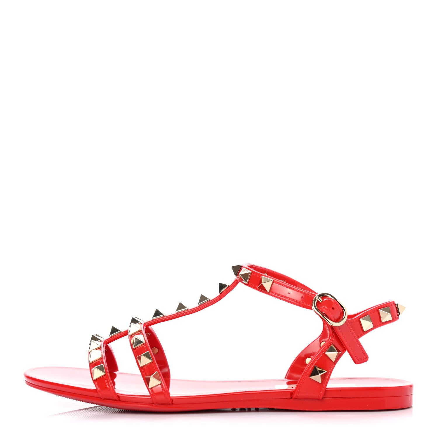Valentino Garavani PVC Jelly Rockstud Caged Sandals 35 Rosso Valentino 1 of 4