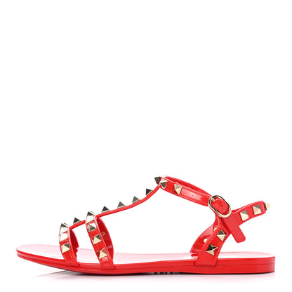 Valentino Garavani PVC Jelly Rockstud Caged Sandals 35 Rosso Valentino 1 of 4