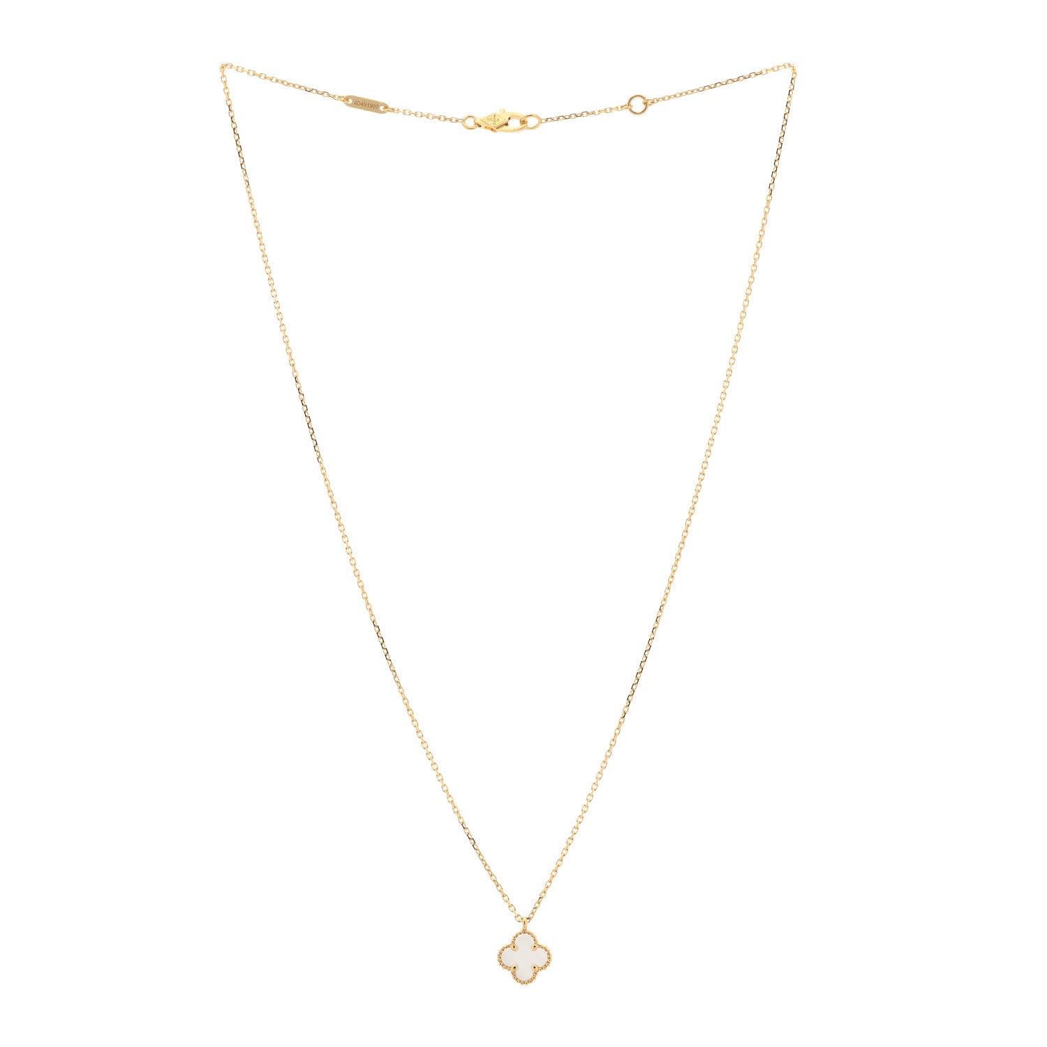 Van Cleef & Arpels 18K Yellow Gold Mother of Pearl Sweet Alhambra Pendant Necklace 3 of 6