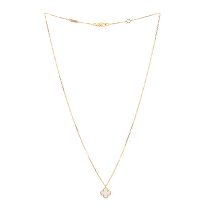 Van Cleef & Arpels 18K Yellow Gold Mother of Pearl Sweet Alhambra Pendant Necklace 3 of 6