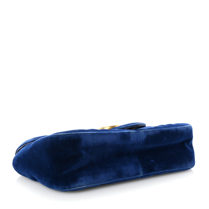 Gucci Velvet Matelasse Small GG Marmont Shoulder Bag Cobalt Blue 4 of 10