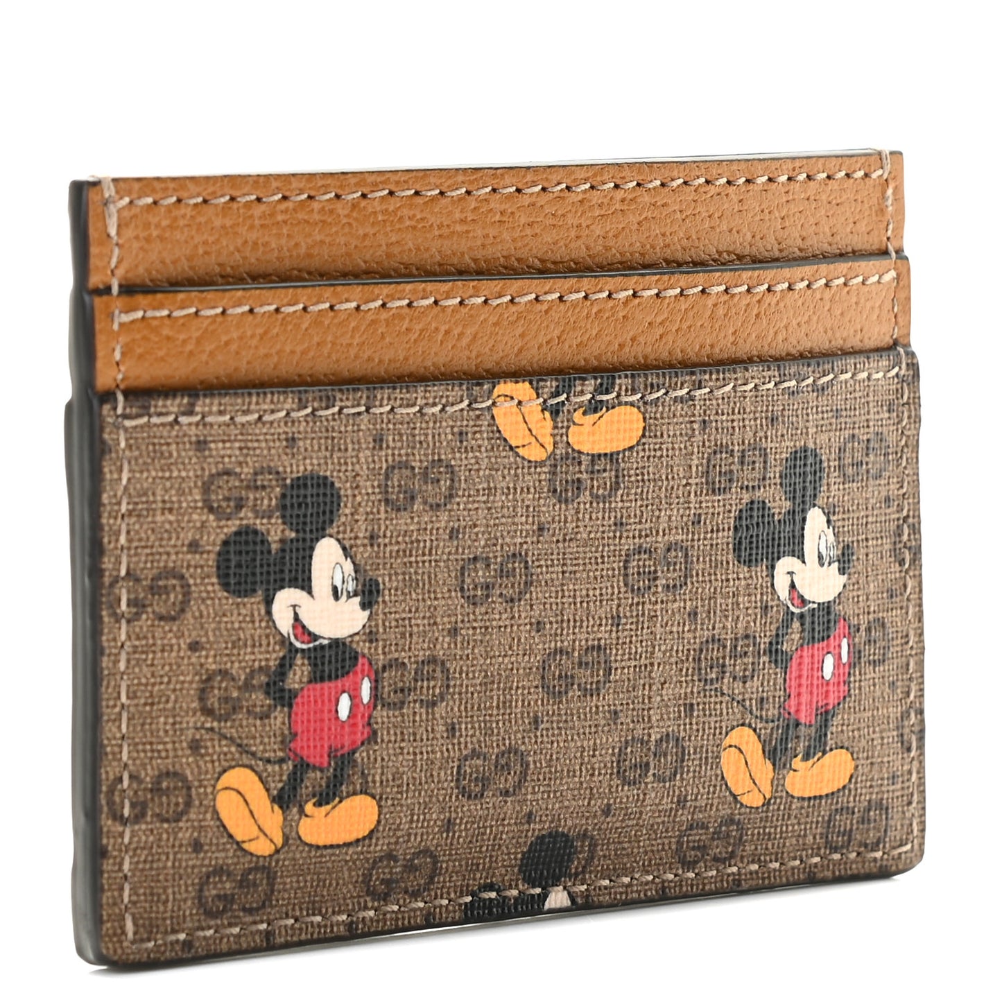 X DISNEY Mini Vintage GG Supreme Monogram Mickey Mouse Card Holder Beige Vintage Sun Oil