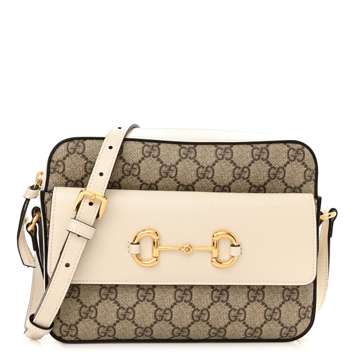 Gucci GG Supreme Monogram Small Horsebit 1955 Shoulder Bag Beige Mystic White 1 of 10