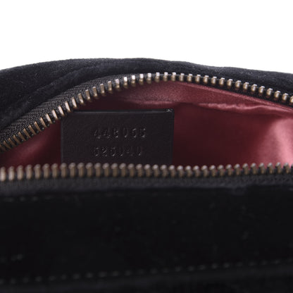 Gucci Velvet Matelasse Marquise Crystals Mini GG Marmont Chain Shoulder Bag Black 9 of 9