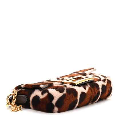 Fendi Calf Hair Leopard Print Mini Baguette Pink Brown 5 of 11