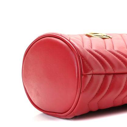 Gucci Calfskin Matelasse Mini GG Marmont 2.0 Bucket Bag Hibiscus Red 6 of 8