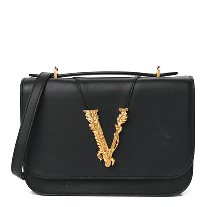 Versace Vitello Barocco Virtus Top Handle Shoulder Bag Black 1 of 14