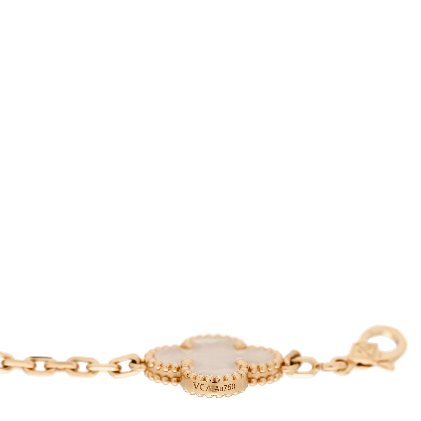 18K Yellow Gold Mother of Pearl 5 Motifs Vintage Alhambra Bracelet