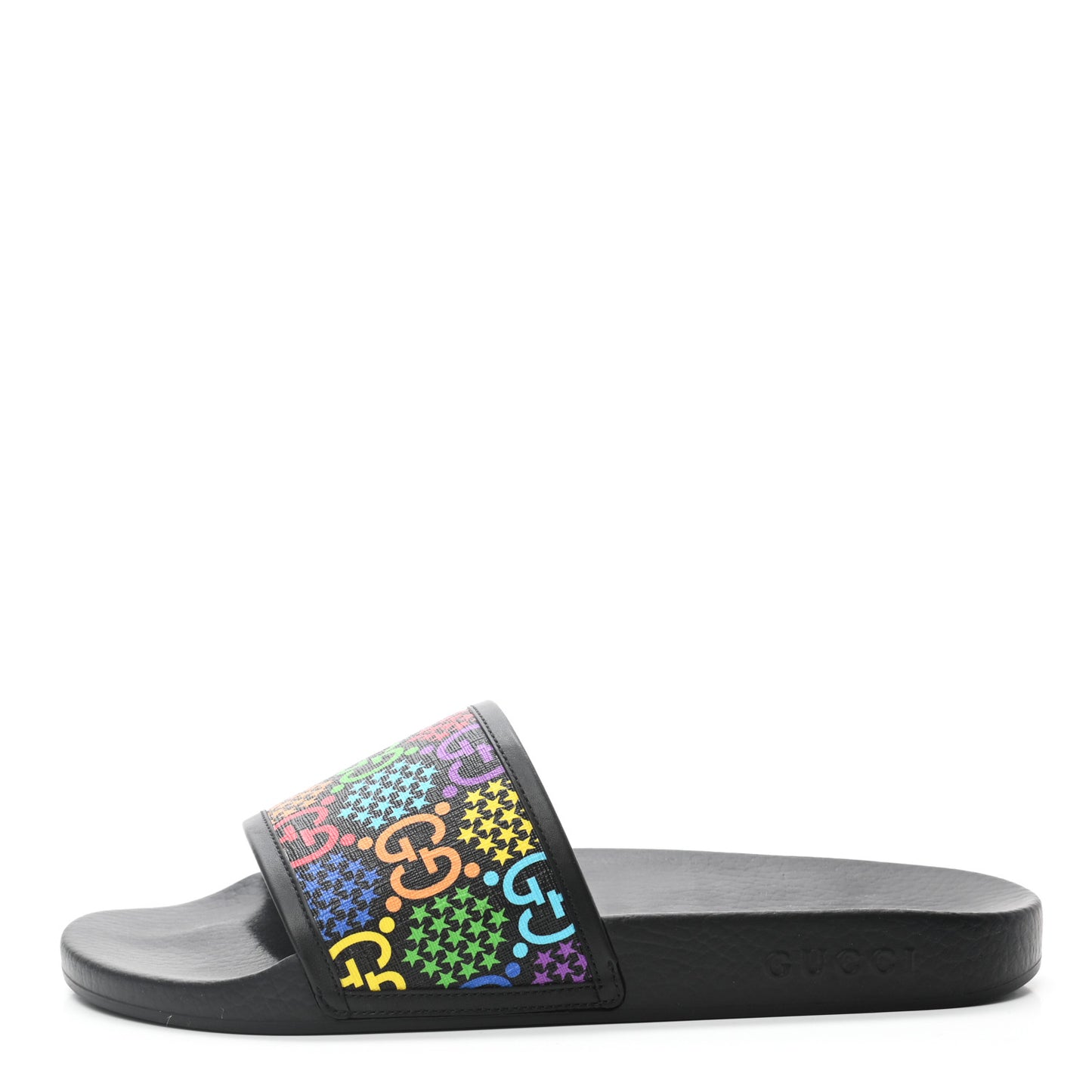 GG Supreme Monogram Psychedelic Mens Slide Sandals 9 Black Multicolor