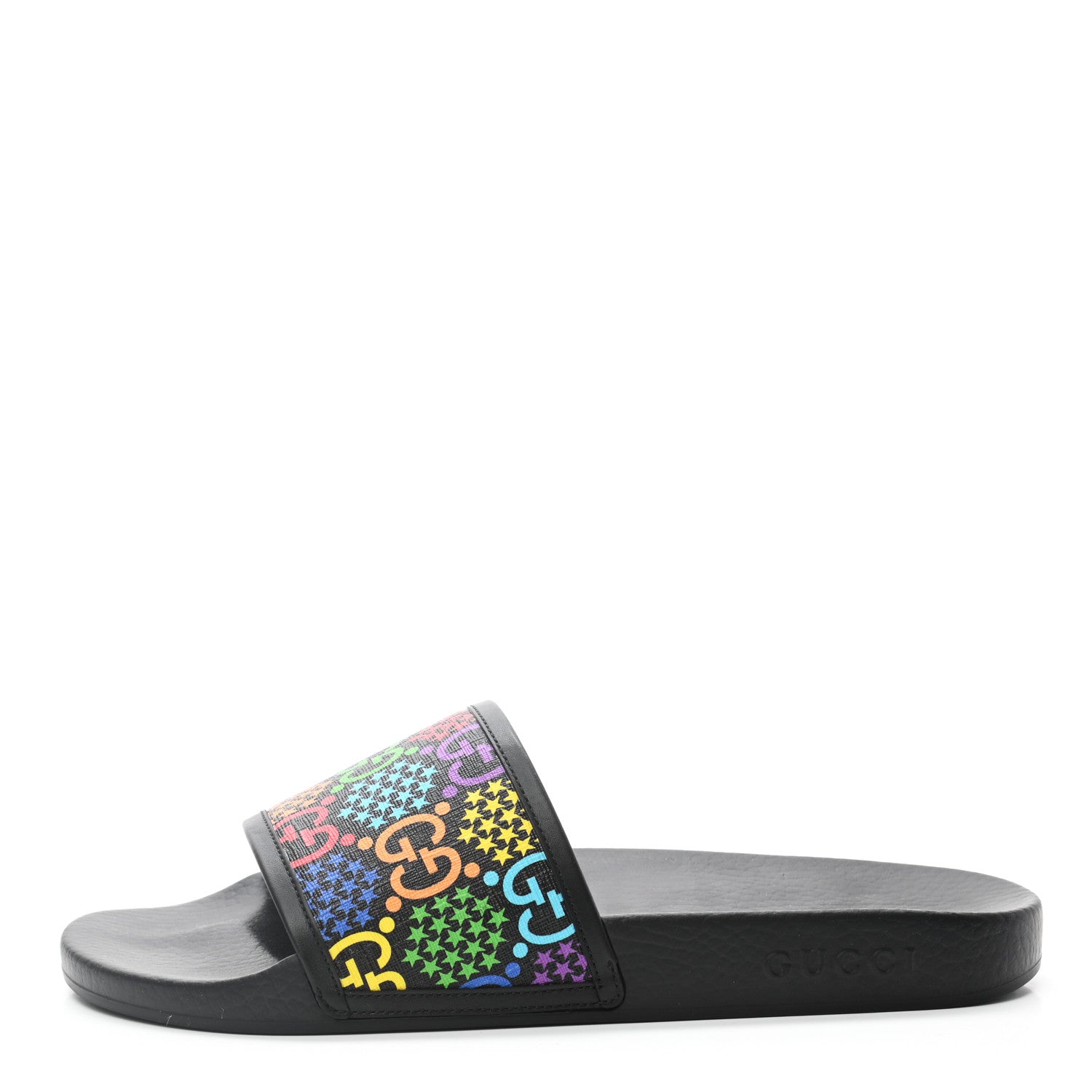 Gucci GG Supreme Monogram Psychedelic Mens Slide Sandals 9 Black Multicolor 1 of 8