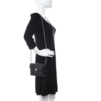 Louis Vuitton Soft Calfskin My Lockme Chain Pochette Black 2 of 10