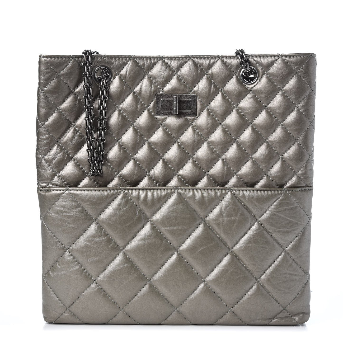 Aged Calfskin Quilted Reissue 2.55 Tote Light Gold
