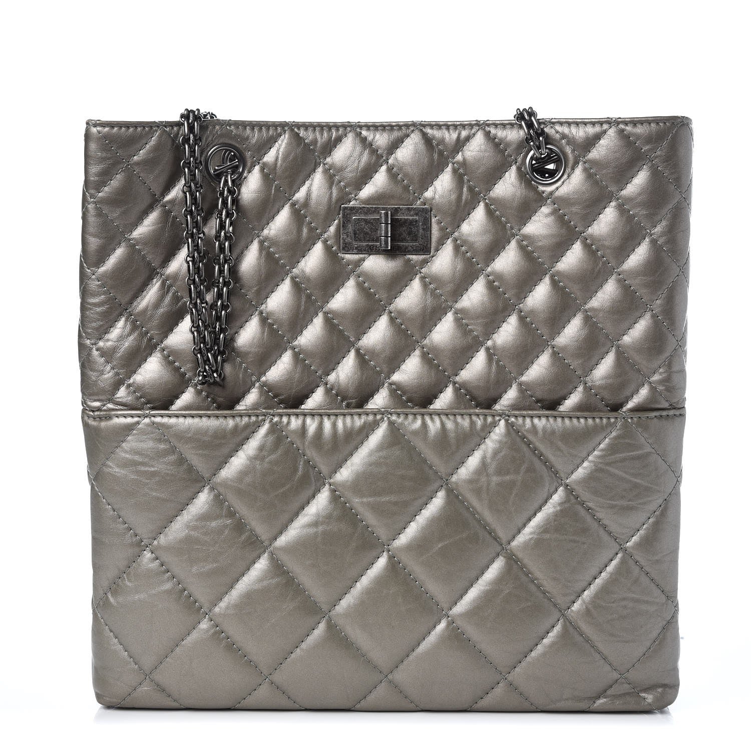 Chanel Aged Calfskin Quilted Reissue 2.55 Tote Light Gold 1 of 8