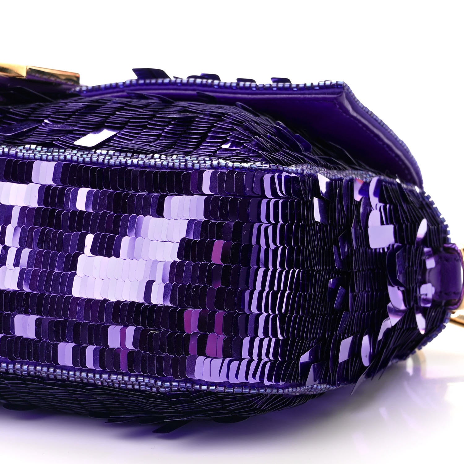 Fendi Sequin Paillettes Shiny Nappa Sex and the City Baguette Viola Purple Rain 10 of 10