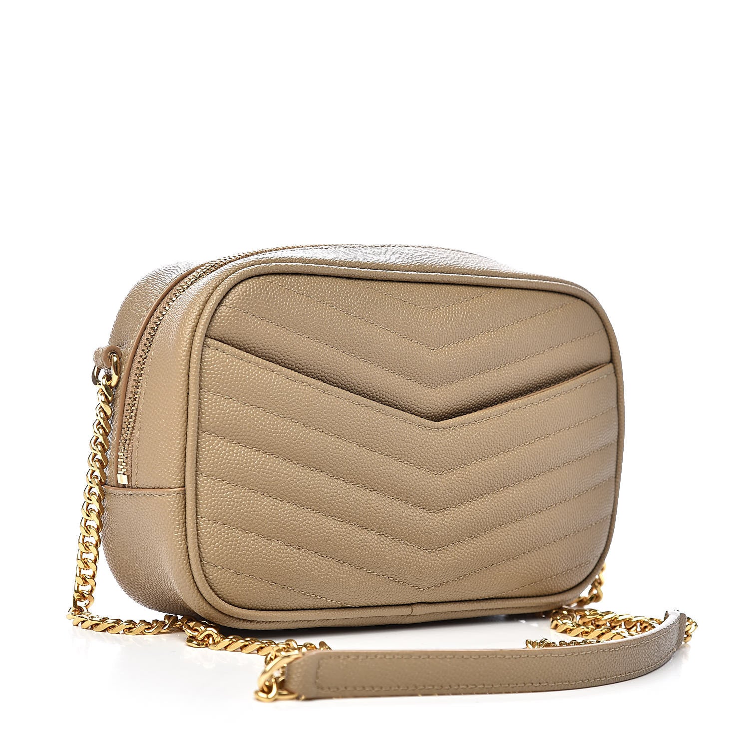Saint Laurent Grain De Poudre Matelasse Monogram Mini Lou Camera Bag Dark Beige 3 of 10