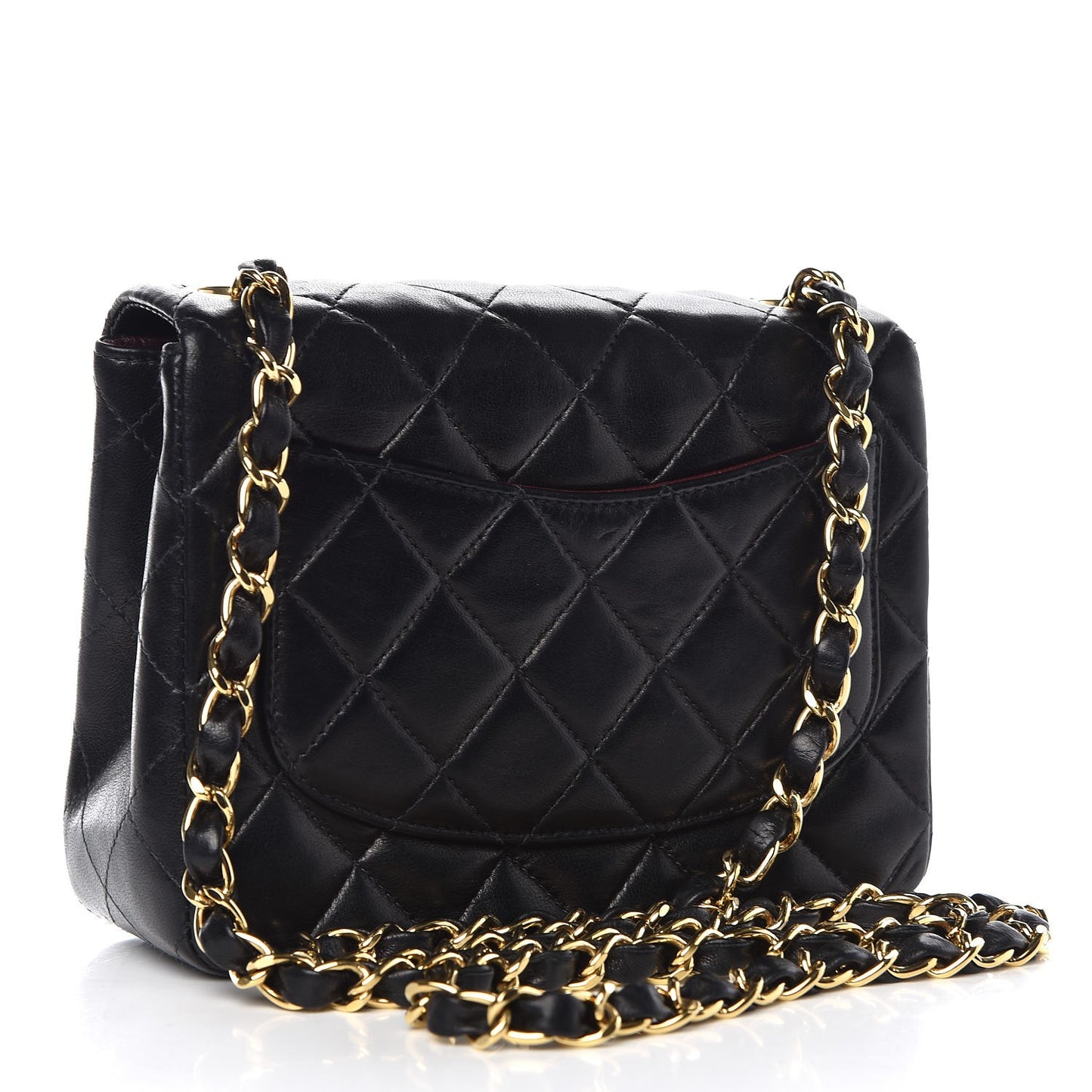Lambskin Quilted Mini Square Flap Black