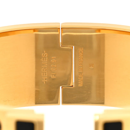 Hermes Enamel Printed Bijoux Trompe L’Oeil Wide Clic Clac H Bracelet PM Black 4 of 5