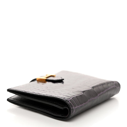 Hermes Shiny Alligator Bearn Compact Wallet Aubergine 4 of 8