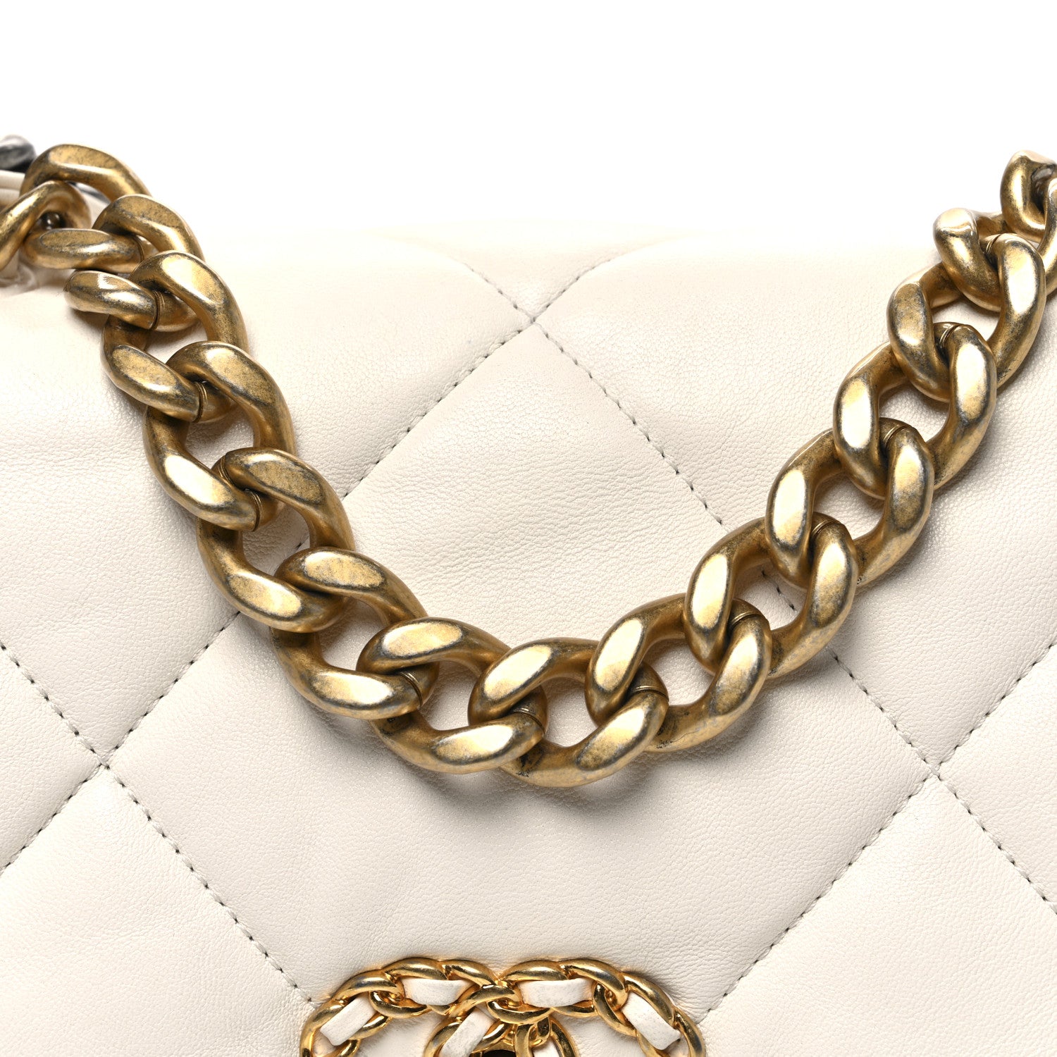Chanel Goatskin Quilted Medium Chanel 19 Flap White 8 of 10