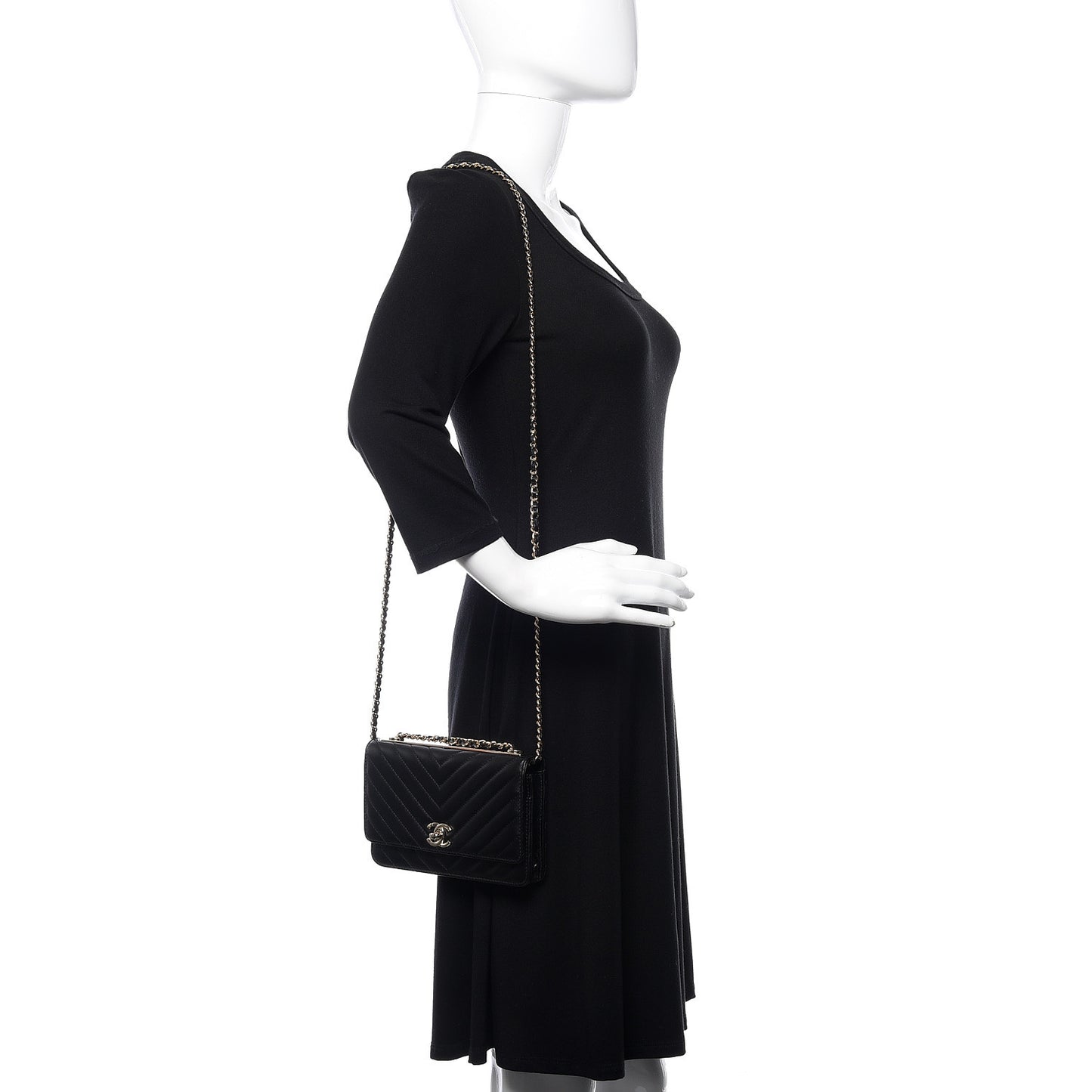 Lambskin Quilted Trendy CC Wallet On Chain WOC Black