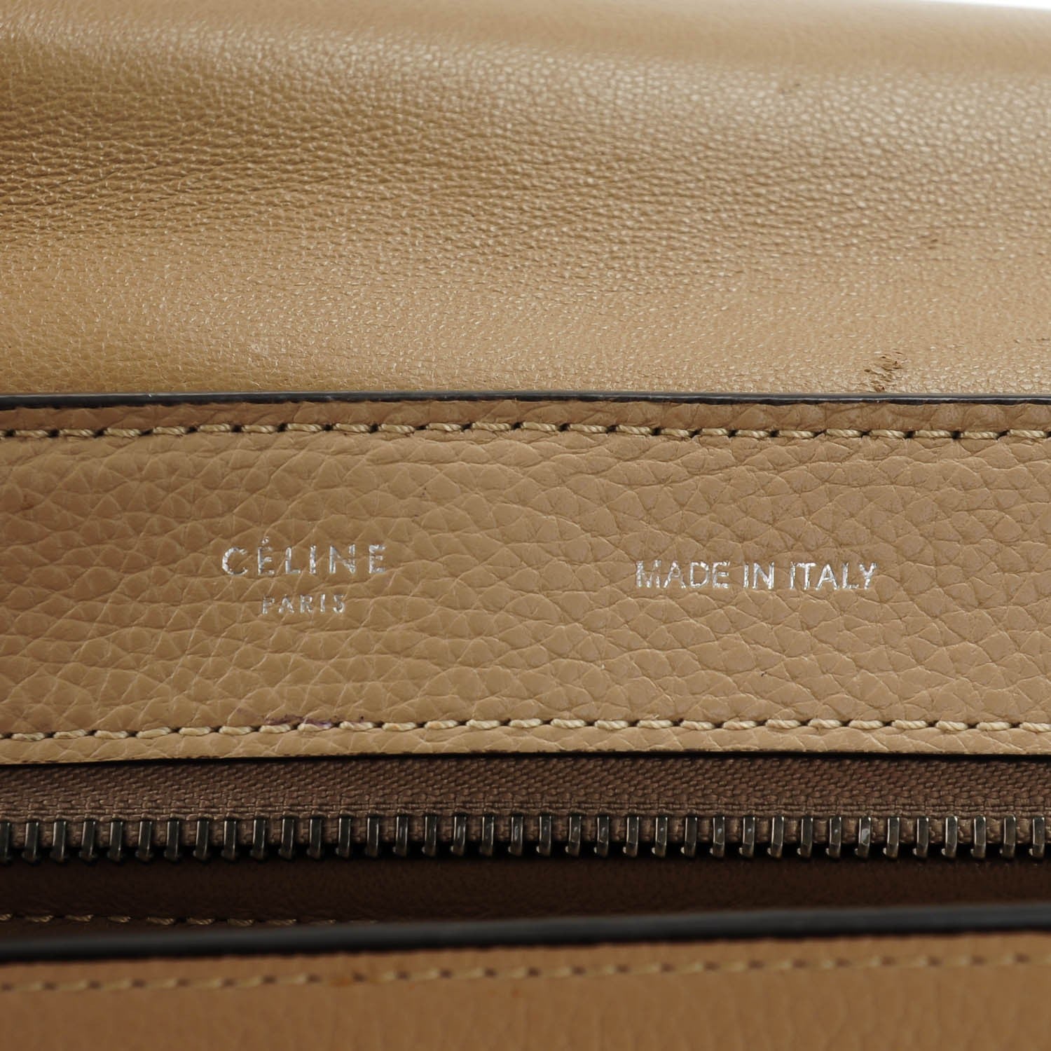 Celine Drummed Calfskin Suede Medium Trapeze Dune 5 of 6