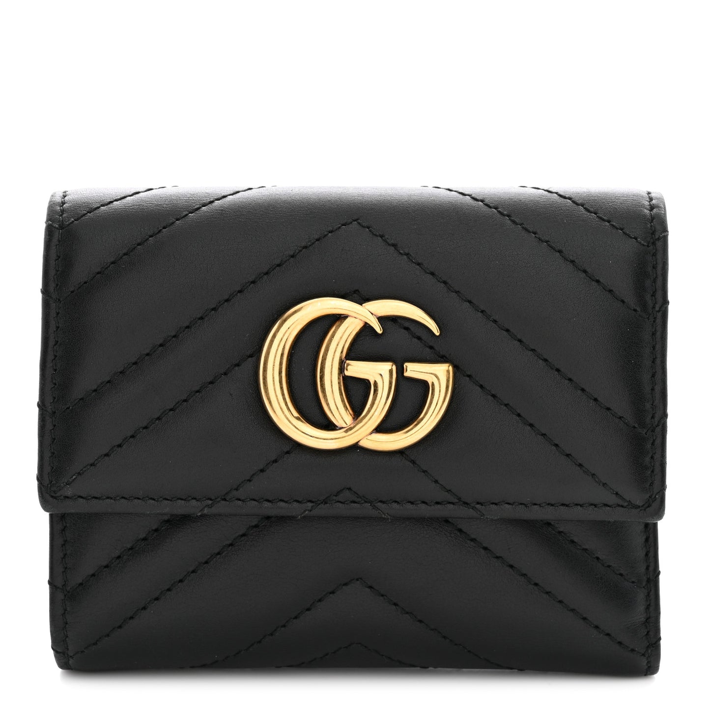 Calfskin Matelasse GG Marmont Wallet Black Black