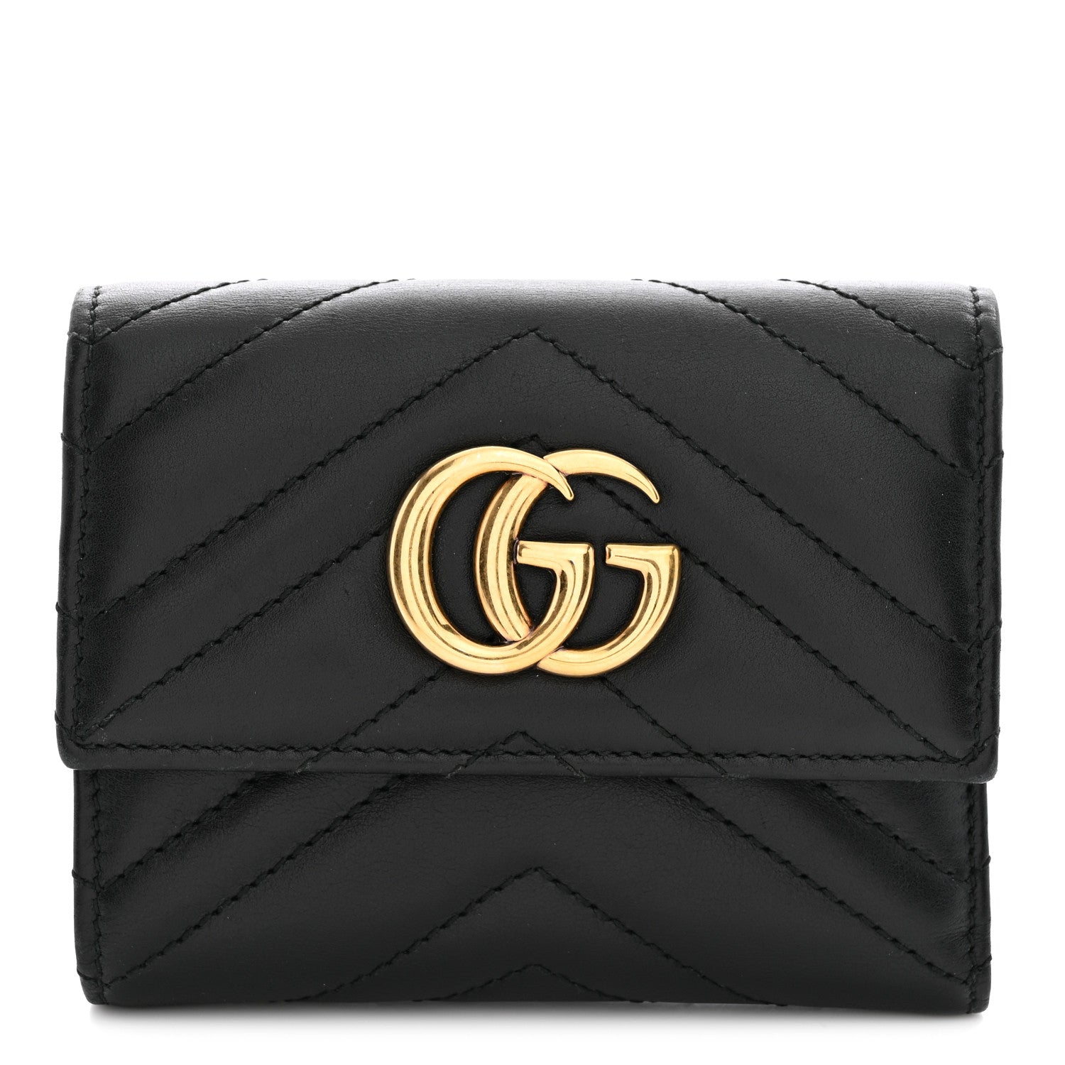 Gucci Calfskin Matelasse GG Marmont Wallet Black Black 1 of 9
