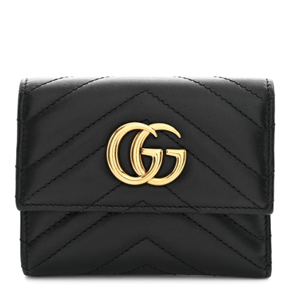 Gucci Calfskin Matelasse GG Marmont Wallet Black Black 1 of 9