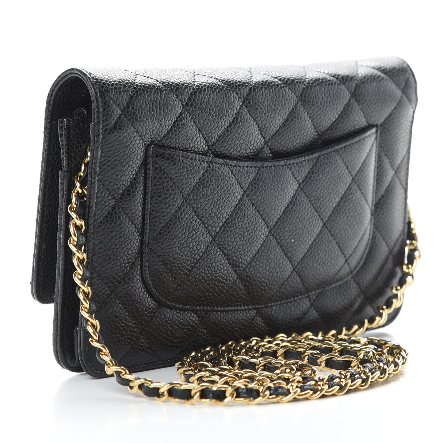 Caviar Quilted Wallet On Chain WOC Black