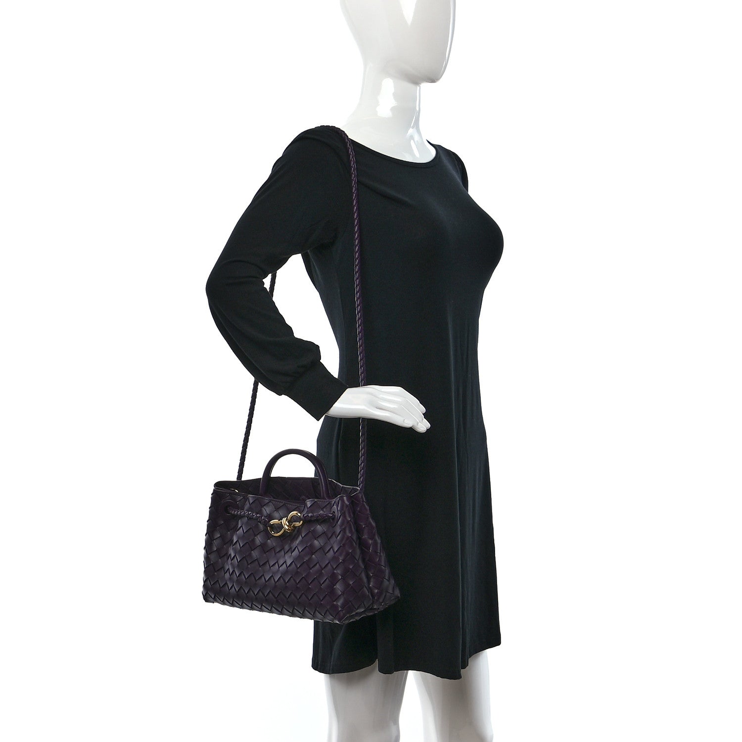 Bottega Veneta Nappa Intrecciato Small East West Andiamo Shoulder Bag Dark Mystic 2 of 12