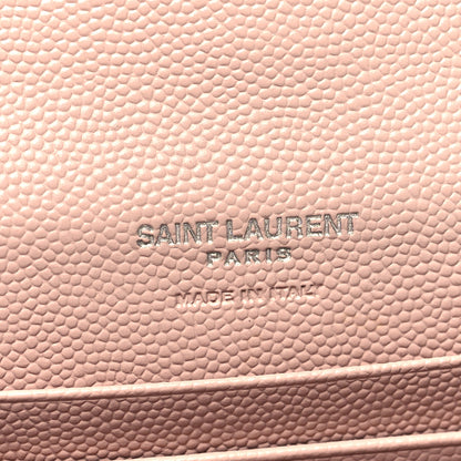Saint Laurent Grain De Poudre Matelasse Chevron Small Monogram Envelope Wallet Pale Pink 6 of 10