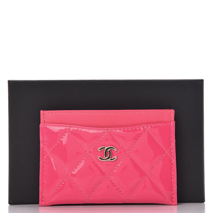 Chanel Patent Quilted Card Holder Pink 9 of 9
