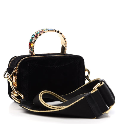 Marc Jacobs Velvet Quilted Jewel Top Handle Snapshot Crossbody Bag Black 3 of 12