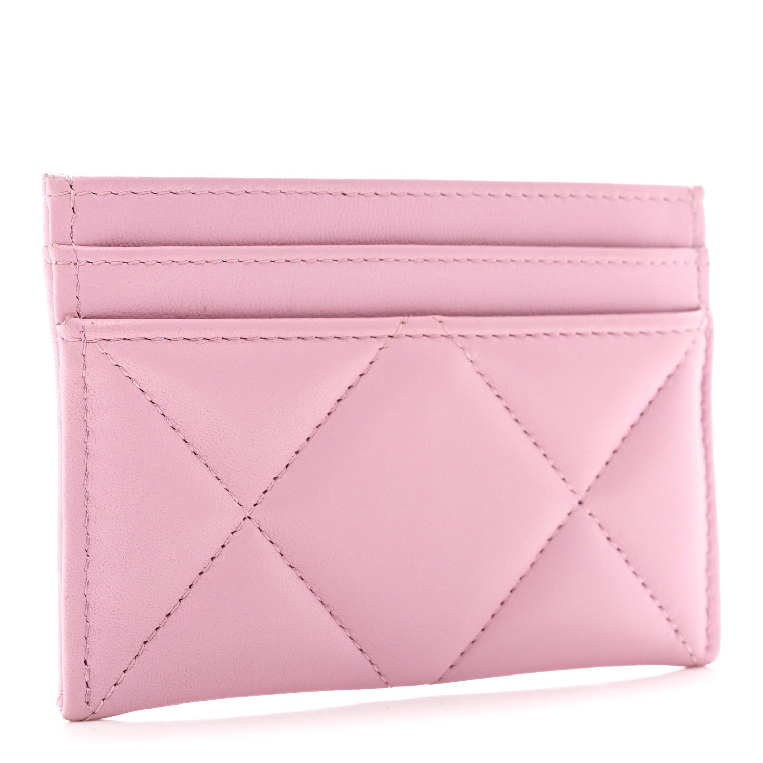 Chanel Lambskin Quilted Chanel 19 Card Holder Dark Pink 3 of 9