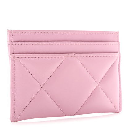 Chanel Lambskin Quilted Chanel 19 Card Holder Dark Pink 3 of 9